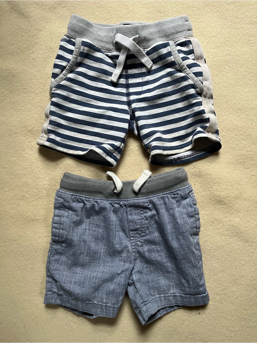 BUNDLE: Kids Blue Stripe and Chambray Shorts Set, Size 2T